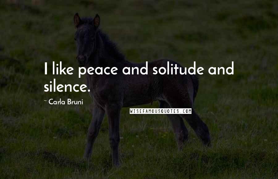 Carla Bruni Quotes: I like peace and solitude and silence.