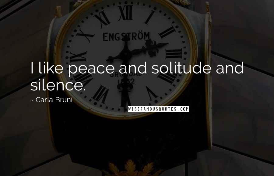 Carla Bruni Quotes: I like peace and solitude and silence.