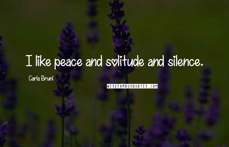 Carla Bruni Quotes: I like peace and solitude and silence.