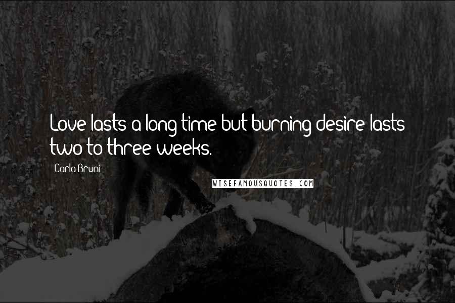 Carla Bruni Quotes: Love lasts a long time but burning desire lasts two to three weeks.