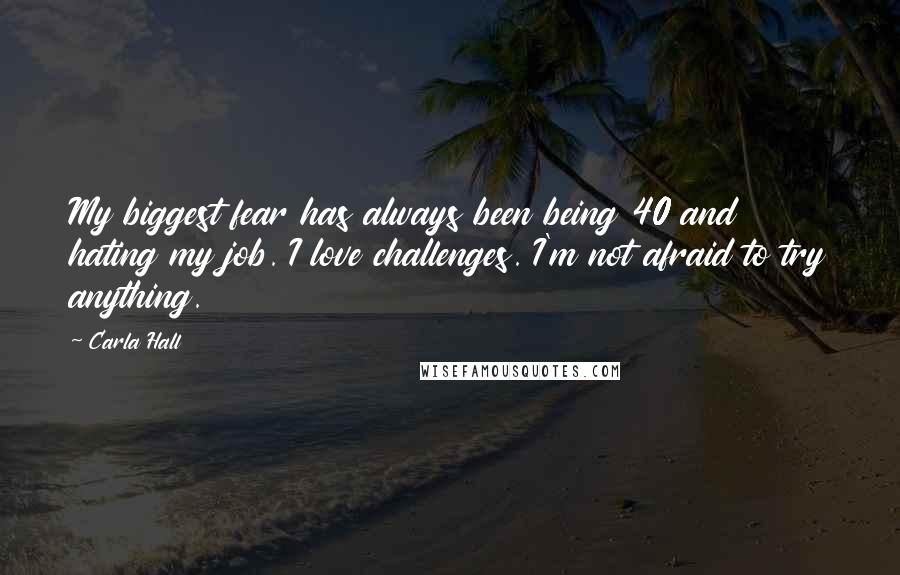 Carla Hall Quotes: My biggest fear has always been being 40 and hating my job. I love challenges. I'm not afraid to try anything.