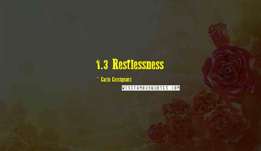 Carlo Cercignani Quotes: 1.3 Restlessness