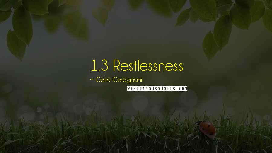 Carlo Cercignani Quotes: 1.3 Restlessness