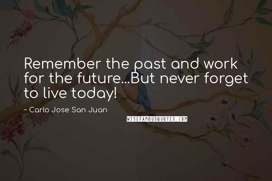Carlo Jose San Juan Quotes: Remember the past and work for the future...But never forget to live today!