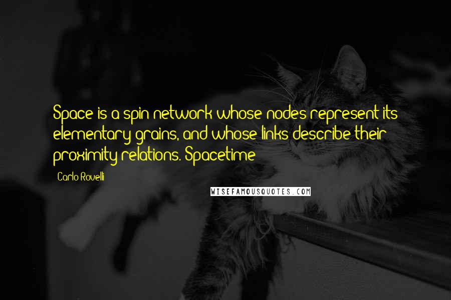 Carlo Rovelli Quotes: Space is a spin network whose nodes represent its elementary grains, and whose links describe their proximity relations. Spacetime