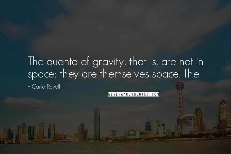 Carlo Rovelli Quotes: The quanta of gravity, that is, are not in space; they are themselves space. The