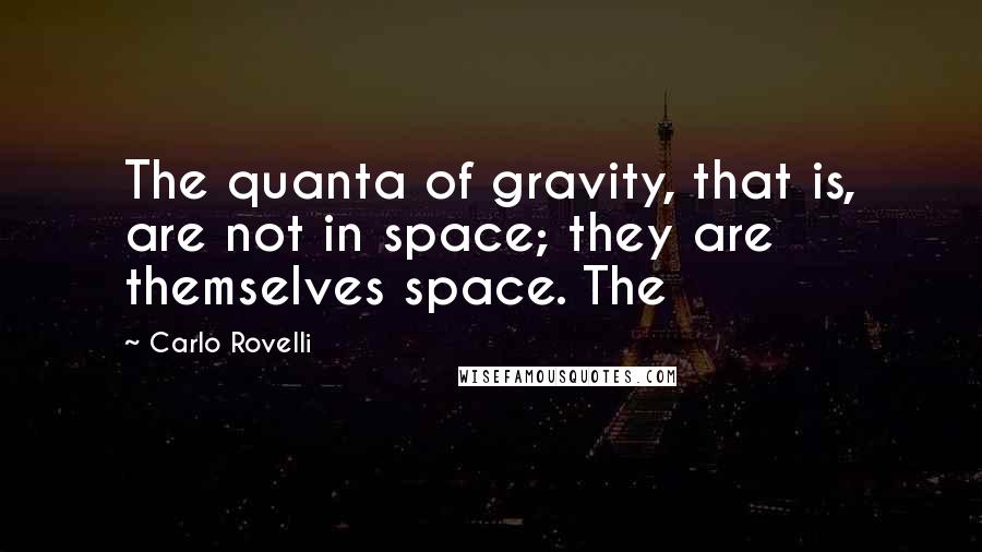Carlo Rovelli Quotes: The quanta of gravity, that is, are not in space; they are themselves space. The