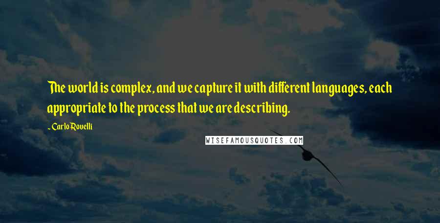 Carlo Rovelli Quotes: The world is complex, and we capture it with different languages, each appropriate to the process that we are describing.