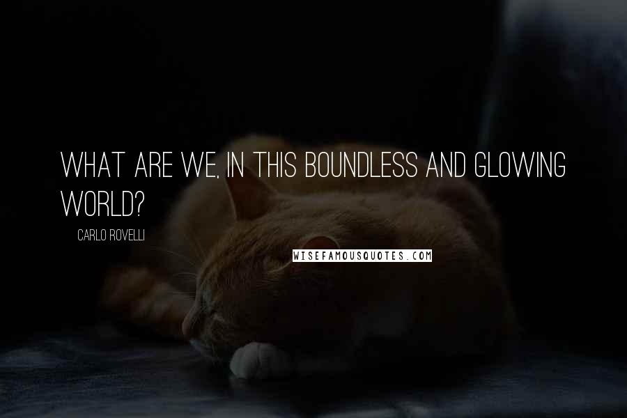 Carlo Rovelli Quotes: What are we, in this boundless and glowing world?