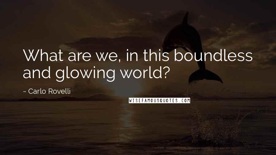 Carlo Rovelli Quotes: What are we, in this boundless and glowing world?