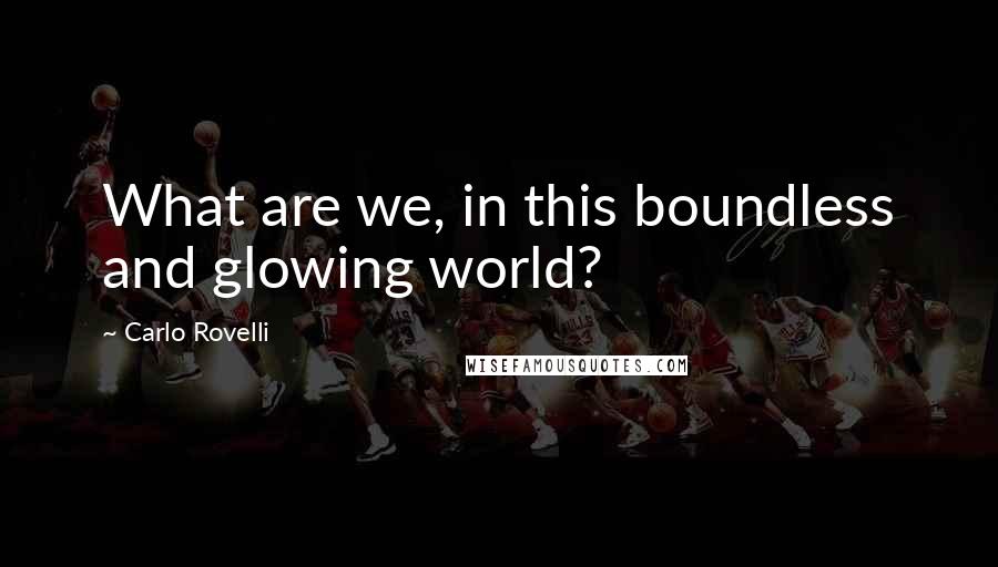 Carlo Rovelli Quotes: What are we, in this boundless and glowing world?