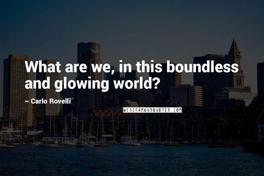 Carlo Rovelli Quotes: What are we, in this boundless and glowing world?