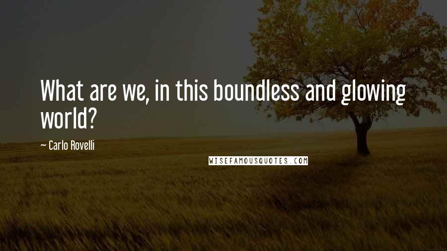 Carlo Rovelli Quotes: What are we, in this boundless and glowing world?