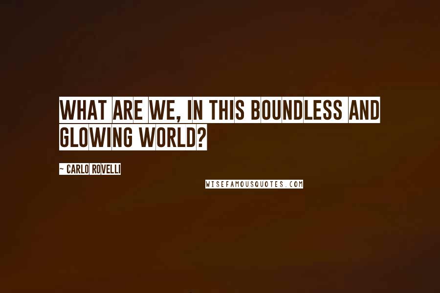 Carlo Rovelli Quotes: What are we, in this boundless and glowing world?