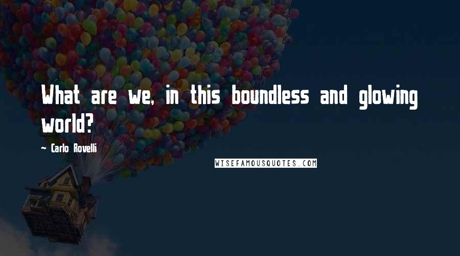 Carlo Rovelli Quotes: What are we, in this boundless and glowing world?