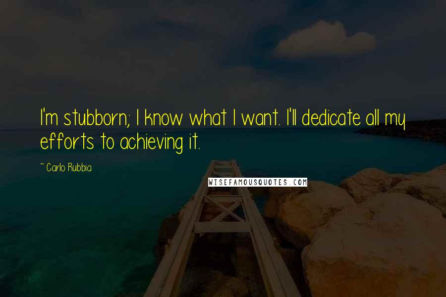 Carlo Rubbia Quotes: I'm stubborn; I know what I want. I'll dedicate all my efforts to achieving it.