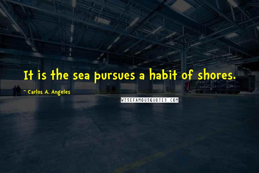 Carlos A. Angeles Quotes: It is the sea pursues a habit of shores.