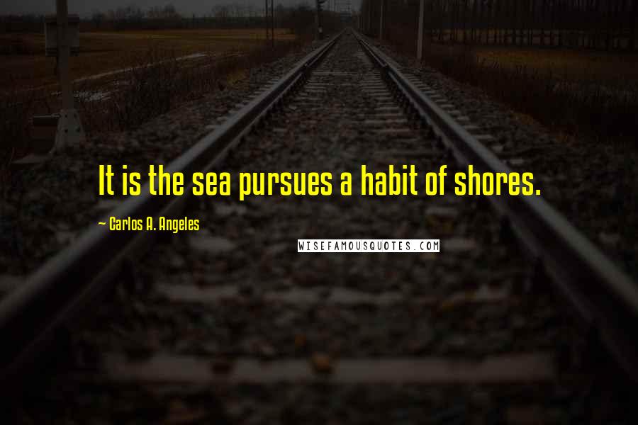Carlos A. Angeles Quotes: It is the sea pursues a habit of shores.
