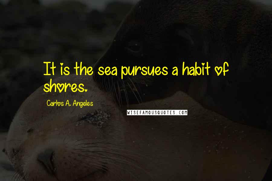 Carlos A. Angeles Quotes: It is the sea pursues a habit of shores.