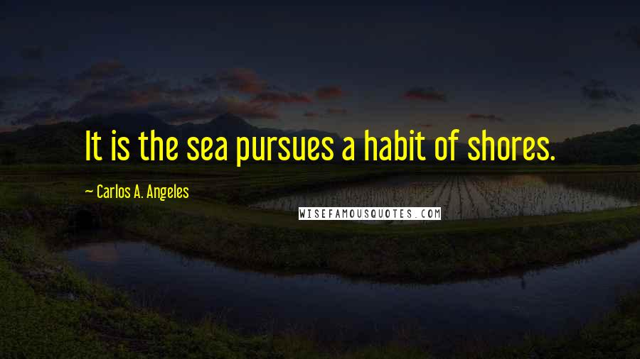 Carlos A. Angeles Quotes: It is the sea pursues a habit of shores.