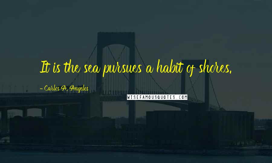 Carlos A. Angeles Quotes: It is the sea pursues a habit of shores.