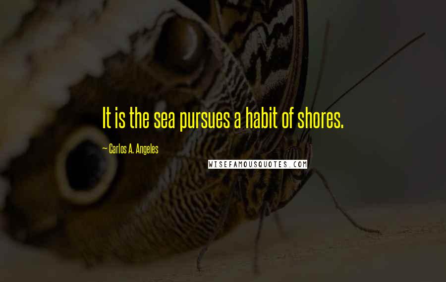 Carlos A. Angeles Quotes: It is the sea pursues a habit of shores.