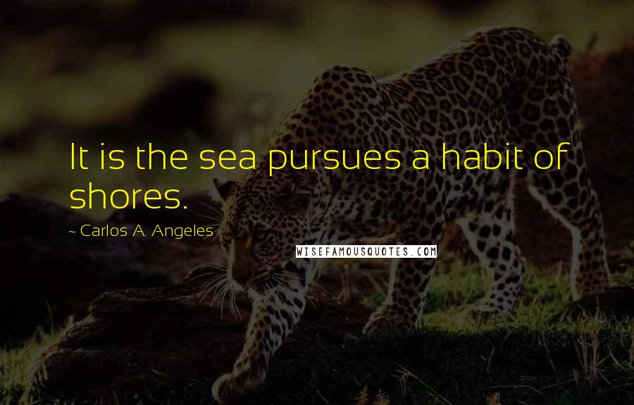 Carlos A. Angeles Quotes: It is the sea pursues a habit of shores.