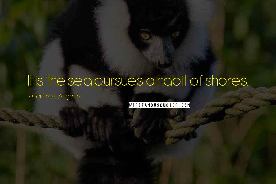 Carlos A. Angeles Quotes: It is the sea pursues a habit of shores.