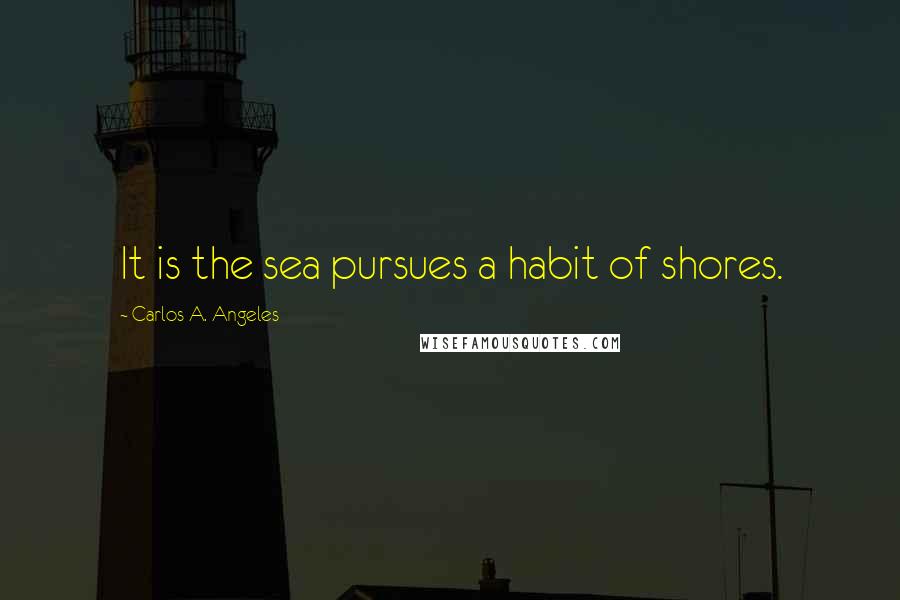 Carlos A. Angeles Quotes: It is the sea pursues a habit of shores.
