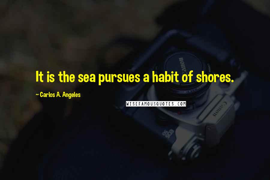 Carlos A. Angeles Quotes: It is the sea pursues a habit of shores.