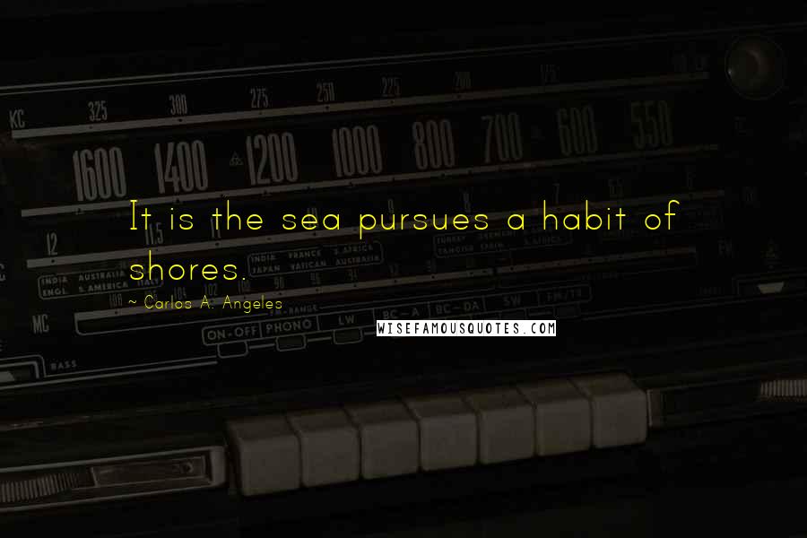 Carlos A. Angeles Quotes: It is the sea pursues a habit of shores.