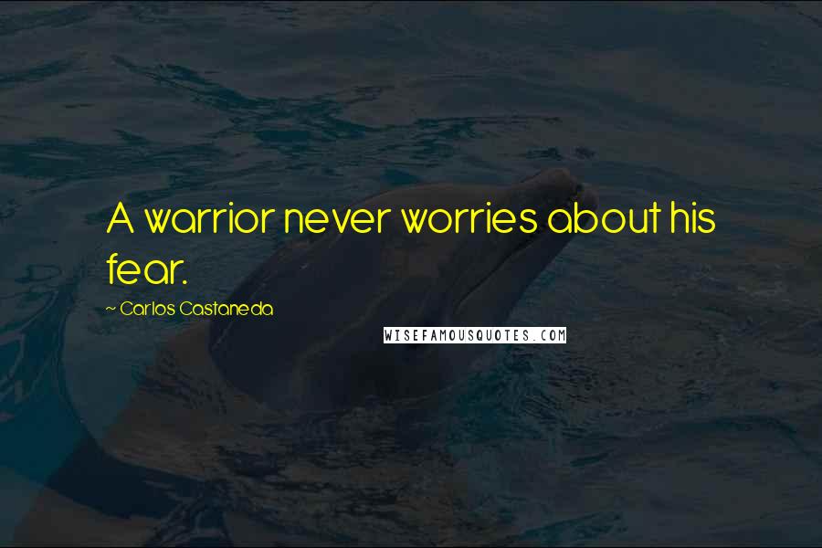 Carlos Castaneda Quotes: A warrior never worries about his fear.