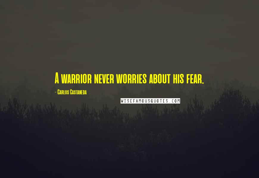 Carlos Castaneda Quotes: A warrior never worries about his fear.