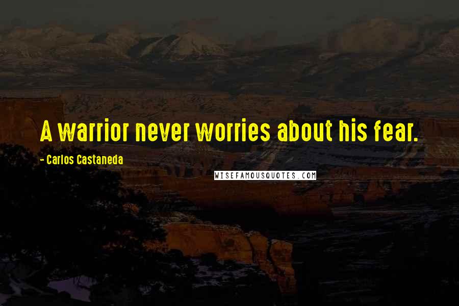 Carlos Castaneda Quotes: A warrior never worries about his fear.