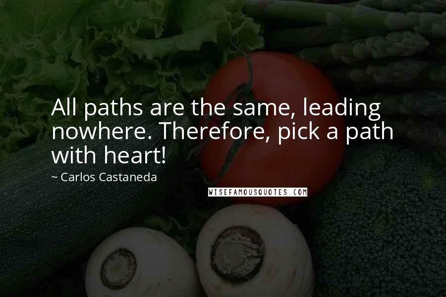 Carlos Castaneda Quotes: All paths are the same, leading nowhere. Therefore, pick a path with heart!