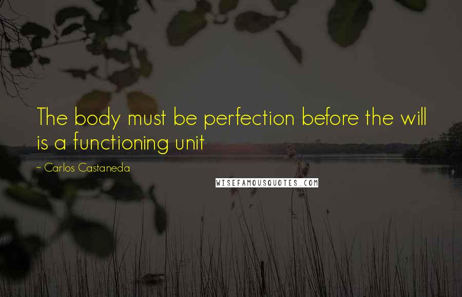 Carlos Castaneda Quotes: The body must be perfection before the will is a functioning unit