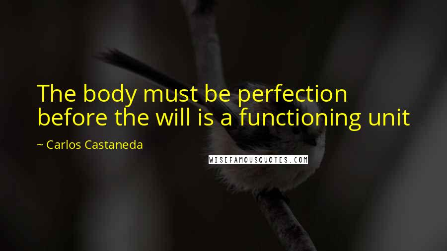 Carlos Castaneda Quotes: The body must be perfection before the will is a functioning unit