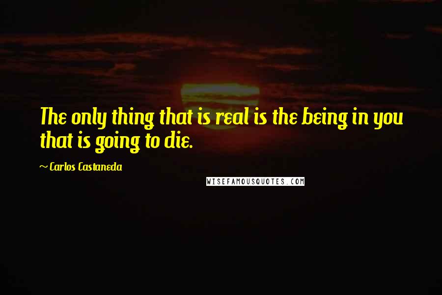 Carlos Castaneda Quotes: The only thing that is real is the being in you that is going to die.