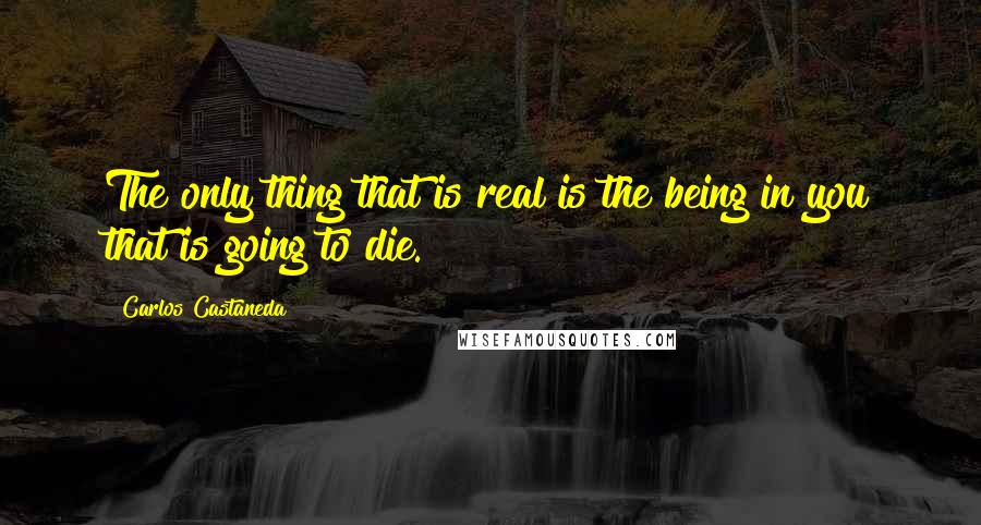 Carlos Castaneda Quotes: The only thing that is real is the being in you that is going to die.