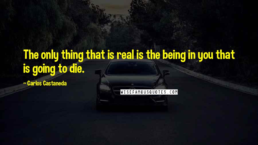 Carlos Castaneda Quotes: The only thing that is real is the being in you that is going to die.