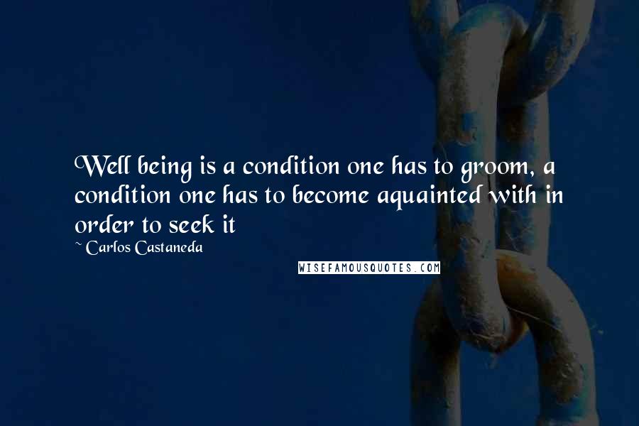 Carlos Castaneda Quotes: Well being is a condition one has to groom, a condition one has to become aquainted with in order to seek it