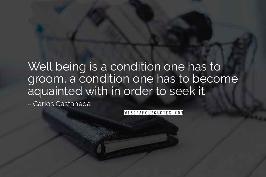 Carlos Castaneda Quotes: Well being is a condition one has to groom, a condition one has to become aquainted with in order to seek it