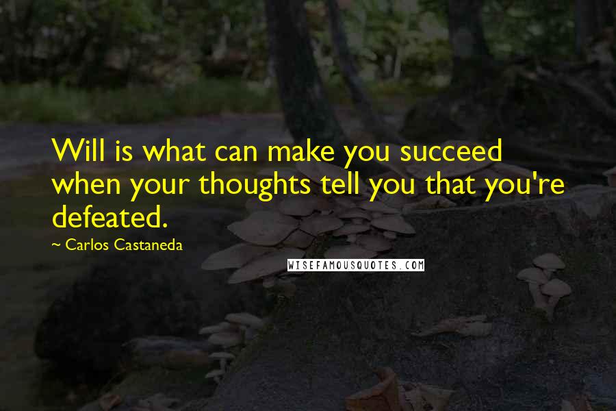 Carlos Castaneda Quotes: Will is what can make you succeed when your thoughts tell you that you're defeated.