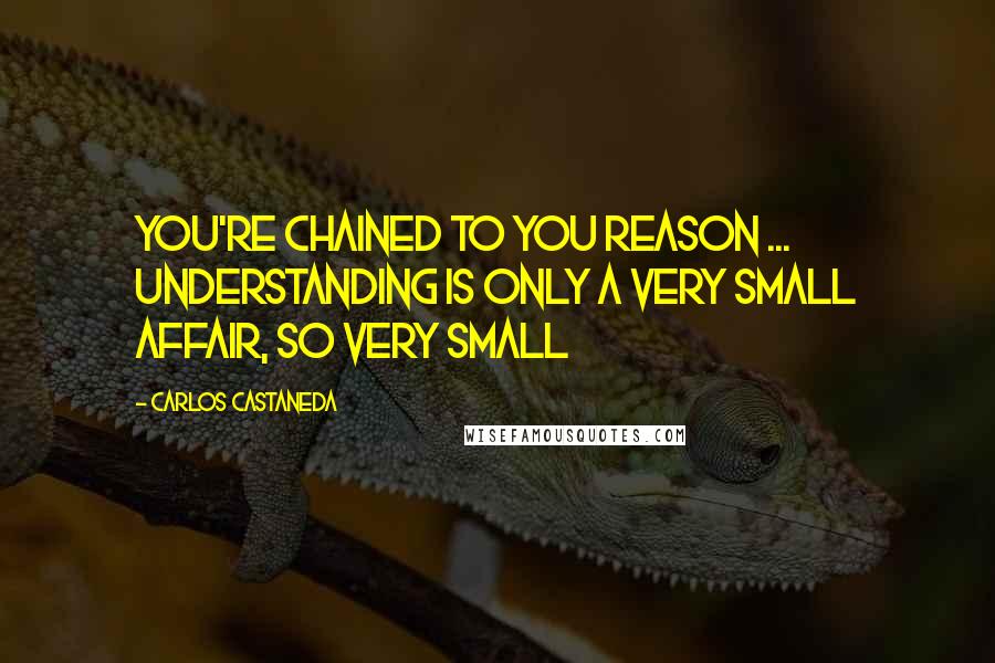 Carlos Castaneda Quotes: You're chained to you reason ... Understanding is only a very small affair, so very small