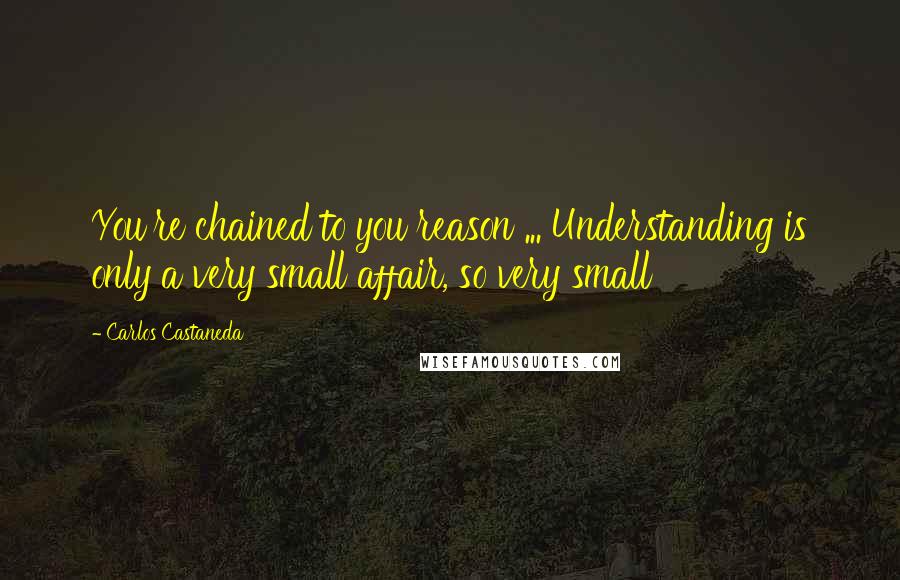 Carlos Castaneda Quotes: You're chained to you reason ... Understanding is only a very small affair, so very small