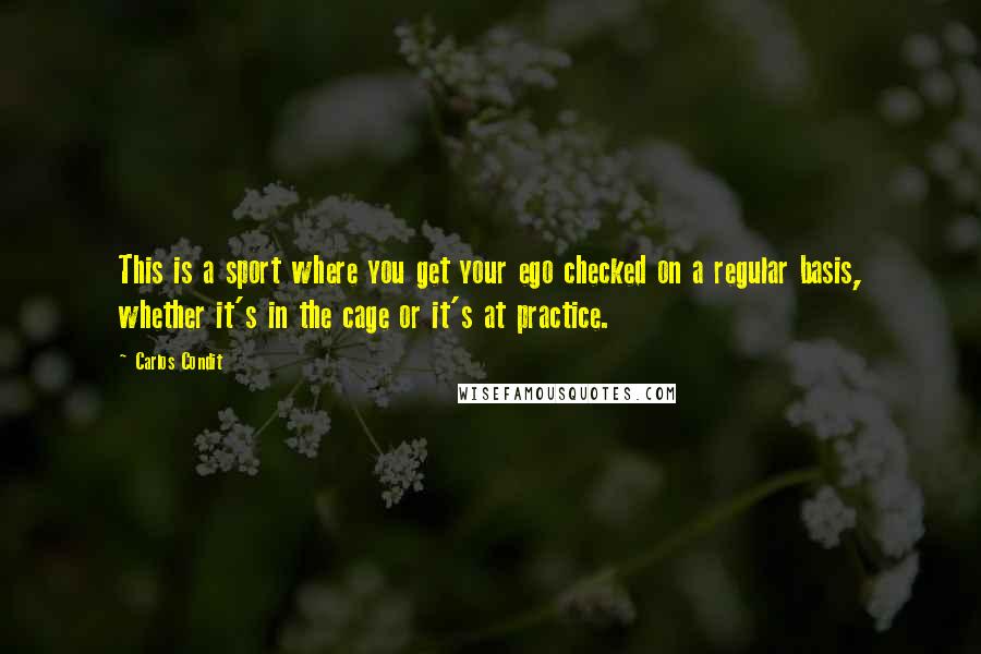 Carlos Condit Quotes: This is a sport where you get your ego checked on a regular basis, whether it's in the cage or it's at practice.