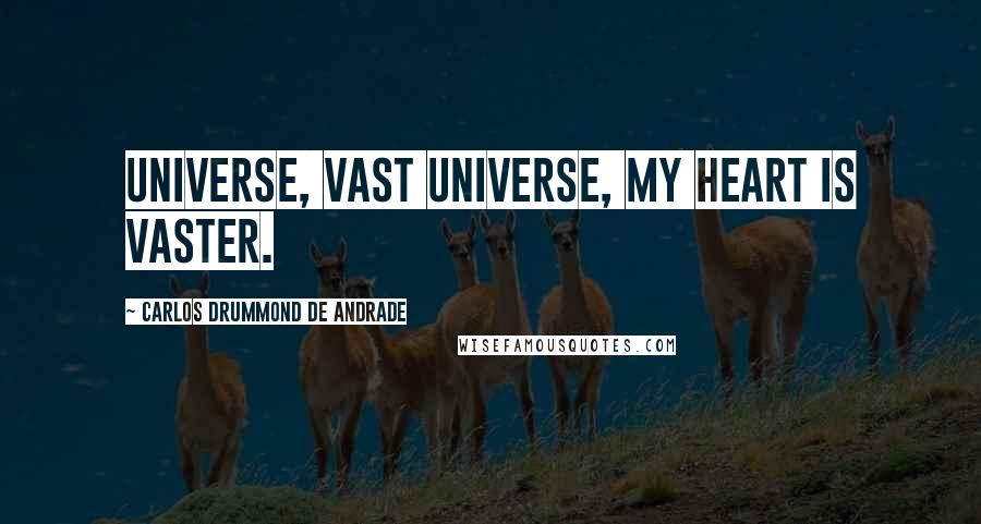 Carlos Drummond De Andrade Quotes: Universe, vast universe, my heart is vaster.