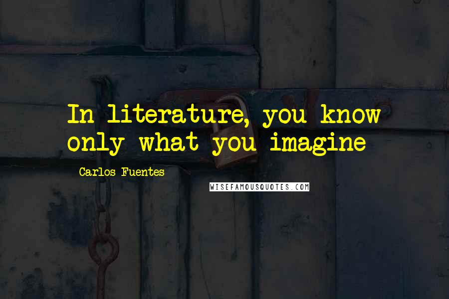 Carlos Fuentes Quotes: In literature, you know only what you imagine