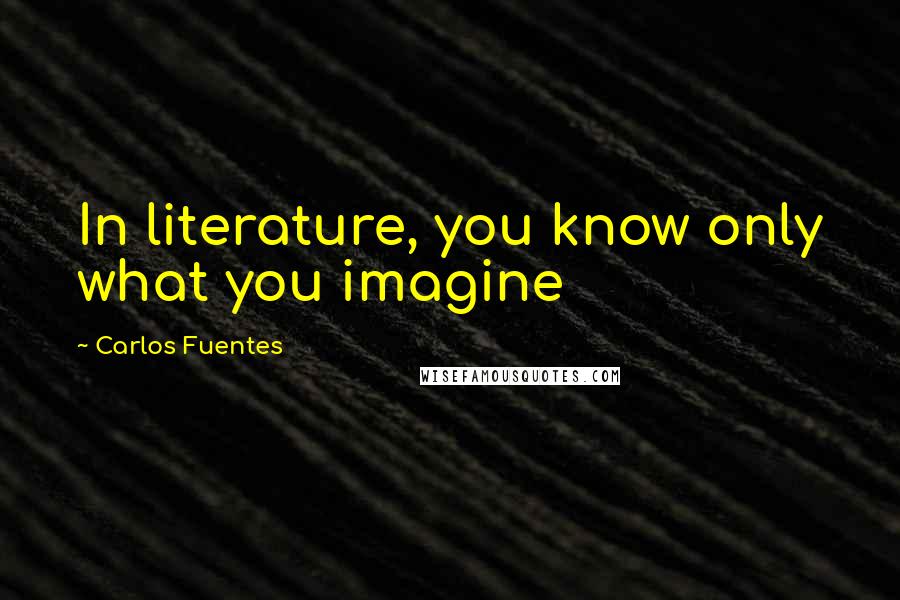 Carlos Fuentes Quotes: In literature, you know only what you imagine