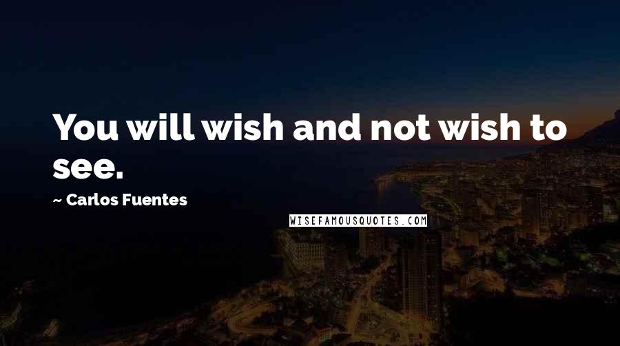 Carlos Fuentes Quotes: You will wish and not wish to see.